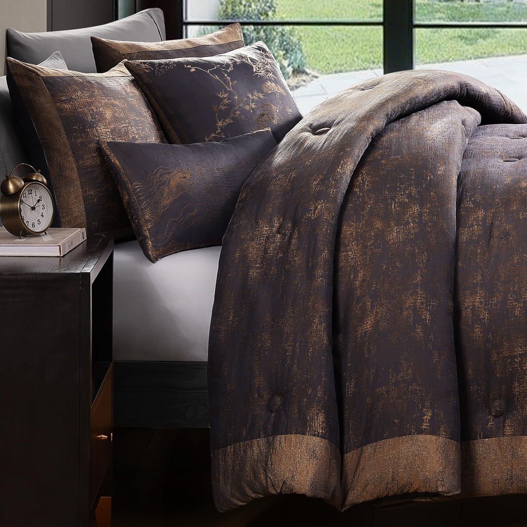 Texture Jacquard 5 Piece Comforter Set, Grey