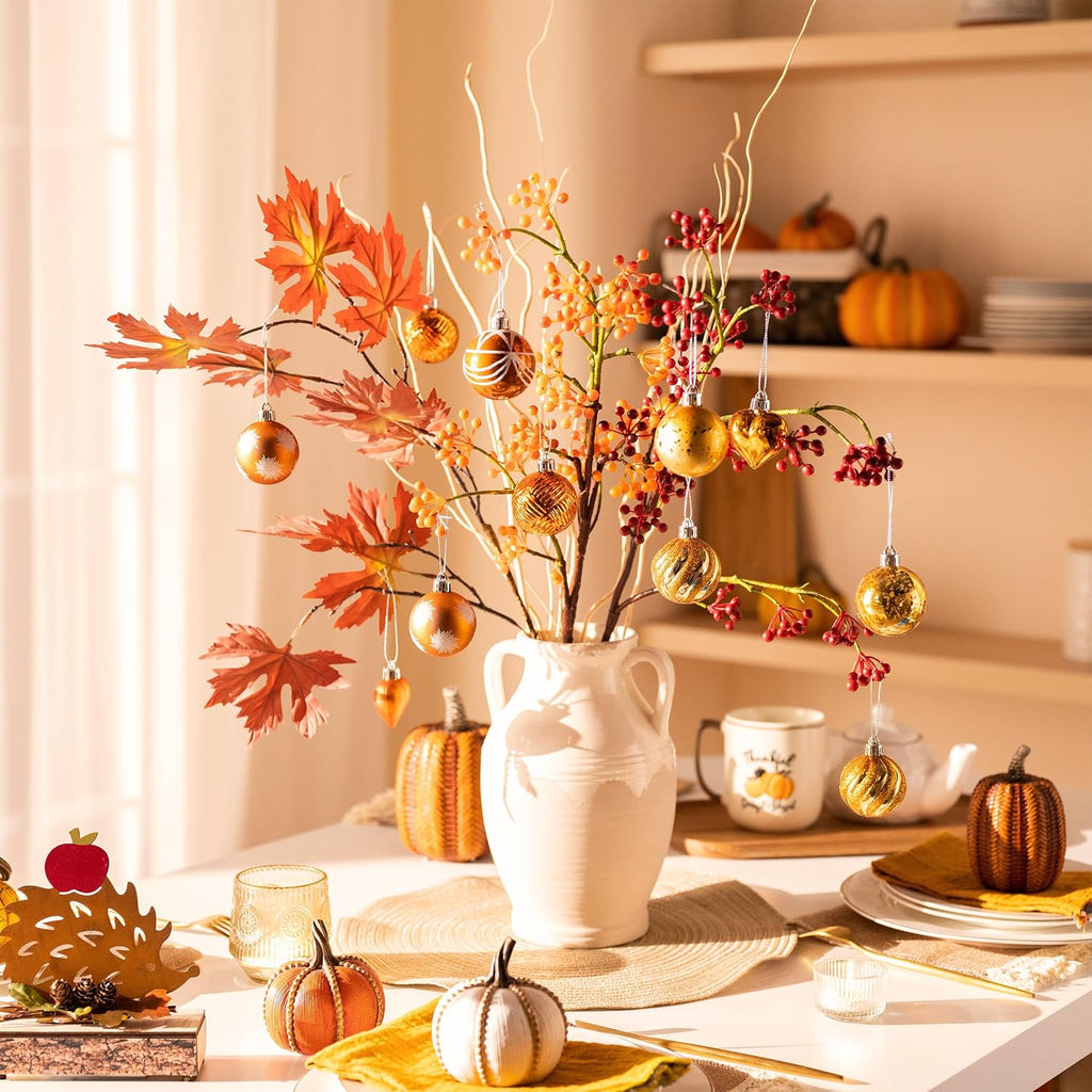 Fall Tree Ornaments Thanksgiving Decorations Home Decor - Set of 28
