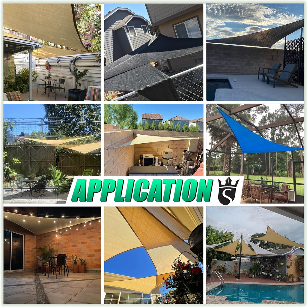 20' x 20' x 20' Beige Triangle Sun Shade Sail Canopy Outdoor Patio Fabric Screen Awning RTAPT20 - UPF50+ 95% UV