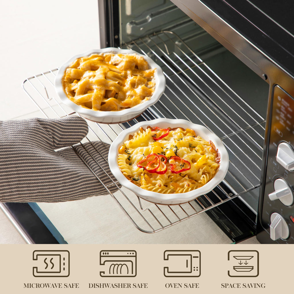 Ceramic Mini Pie Pans Set of 6, 6 Inch Pie Plates for Baking with Ruffled Edge, Small Quiche Baking Dish Pans Tart