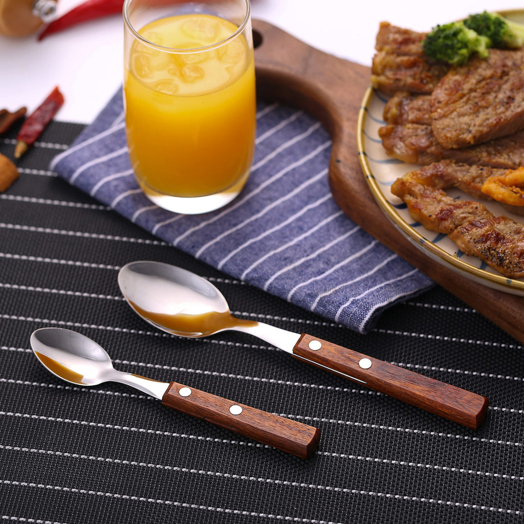 18/8 Stainless Steel Wooden Handle Flatware Cultery Silverware Set (8pcs)