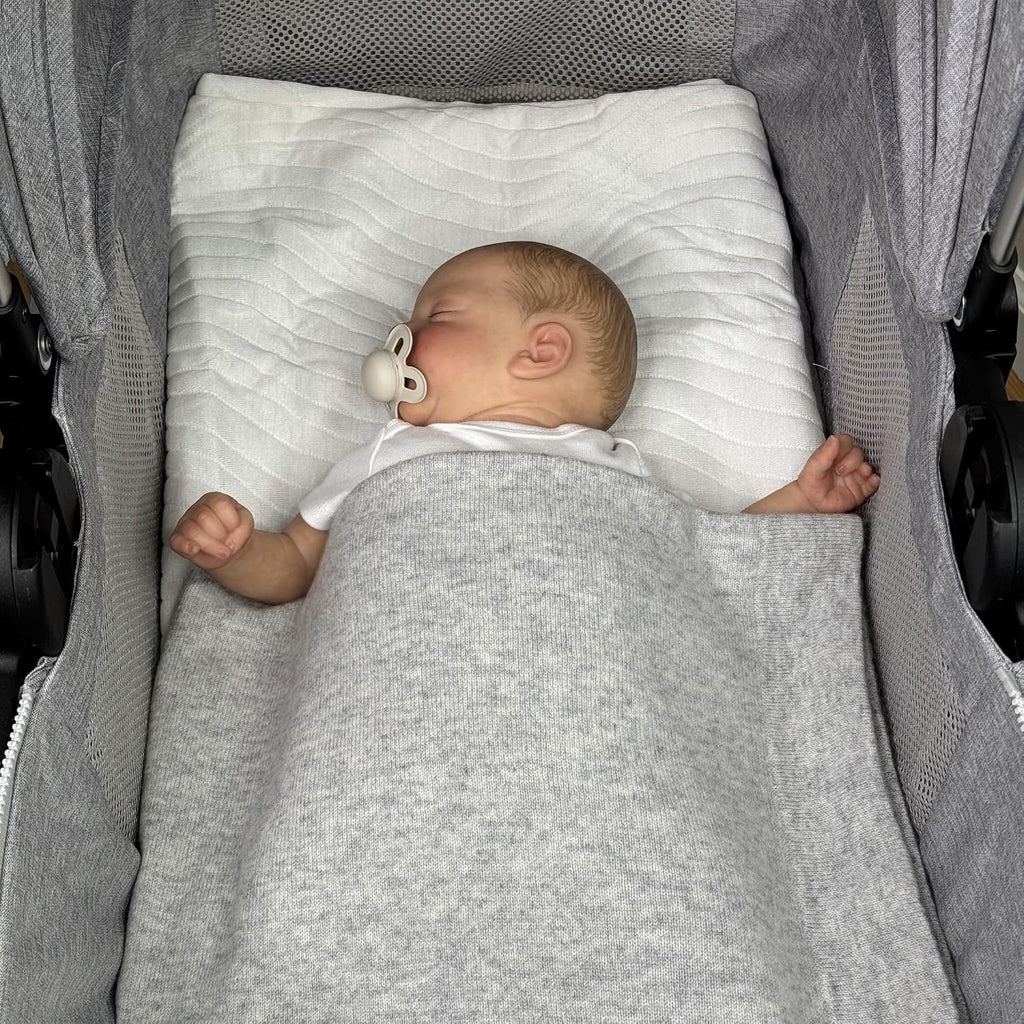 100% Cashmere Baby Blanket Luxe Knit 32" x 40" Gray