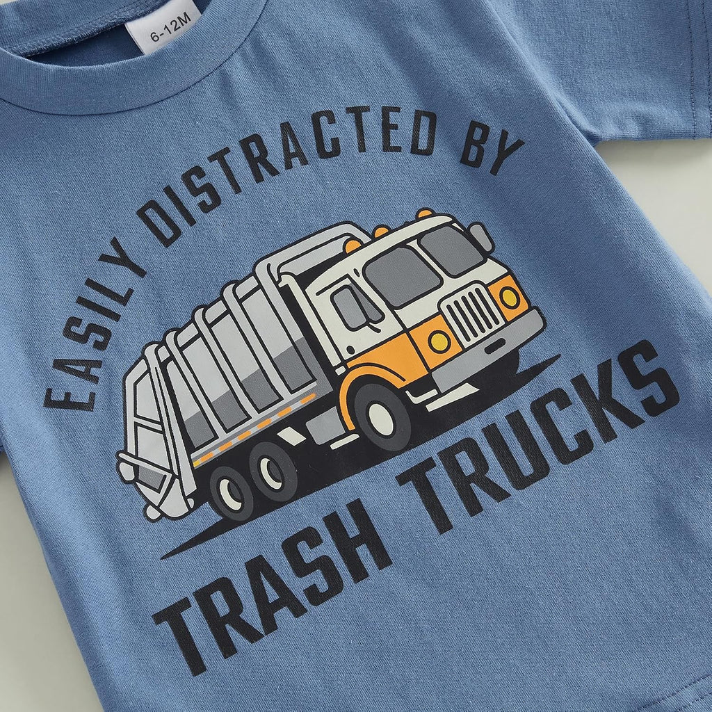 Baby Boy Summer Outfit 12 18 Boys Clothes Farm Truck Toddler Baby Tee Shirt Tops + Shorts Set