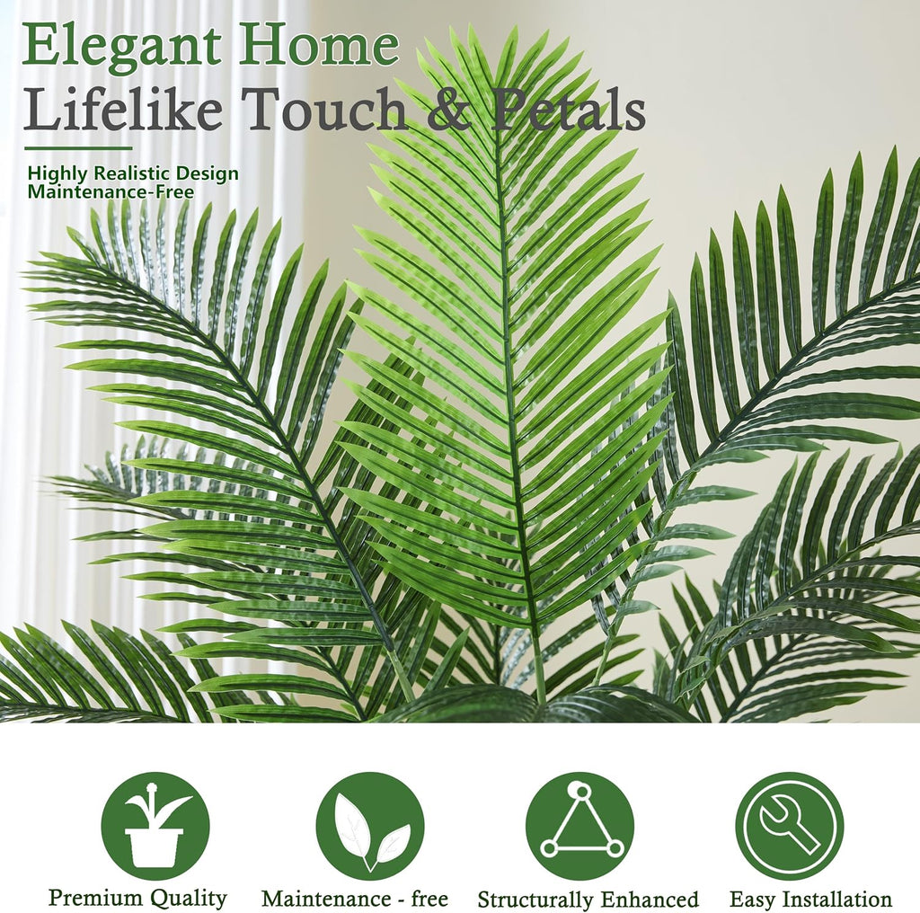 Artificial Palm Tree:5FT Tall Fake Areca Palm Plant (White Planter)