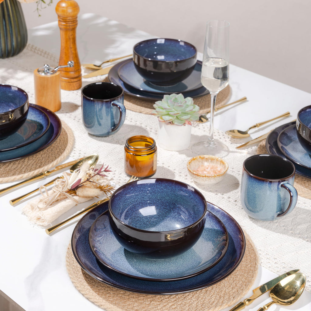 Ceramic Dinnerware Sets for 8,24Pcs Porcelain Plates and Bowls Set