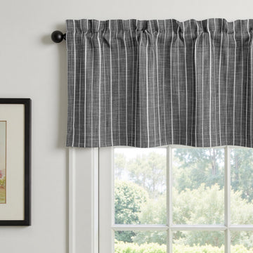 Stripe Linen Blackout Valance Rod Pocket 1 Panel, W52xL18, Black