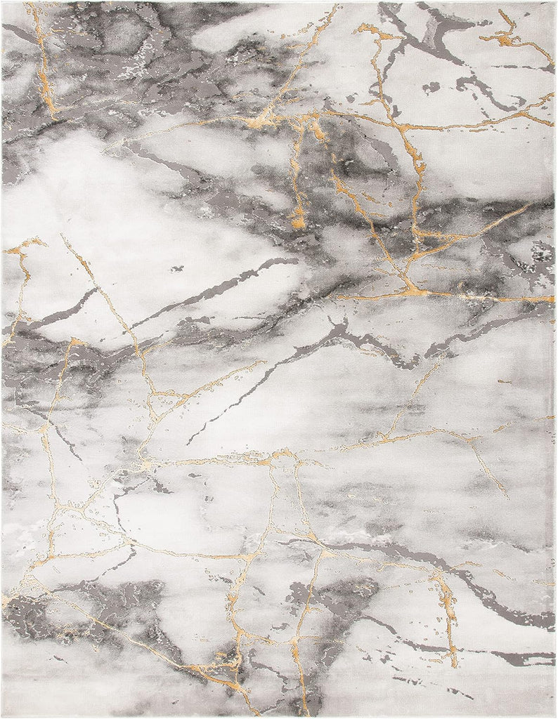 Craft X-Large Area Rug - 12' x 15', Grey & Gold, Modern Abstract Design, Non-Shedding & Easy Care