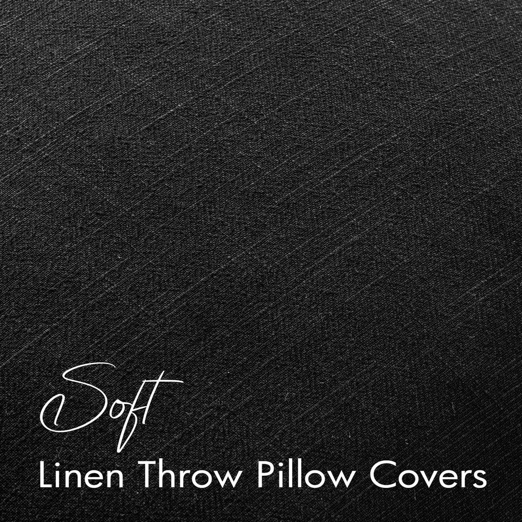 Decorative Linen Throw Pillow Covers 18x18 Inch Black