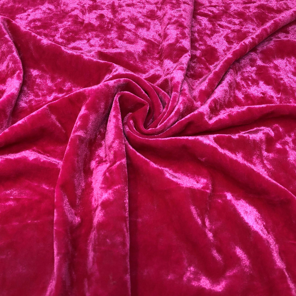 Crushed Stretch Velvet Solid (Fuschia Hot Pink) by Elotex International Fabric