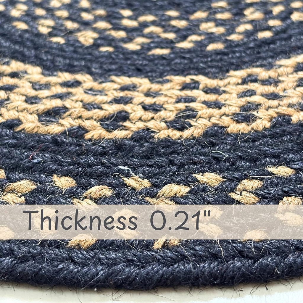 Charleston Oval Braided Rugs 27x45 - Ideal as Black and Tan Kitchen Rugs for Primitive Decor