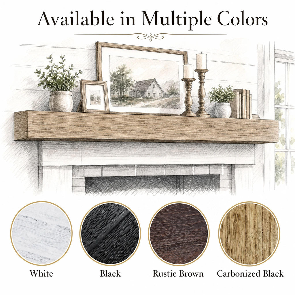 60 Inch Solid Wood Fireplace Mantel Shelf, Classic White