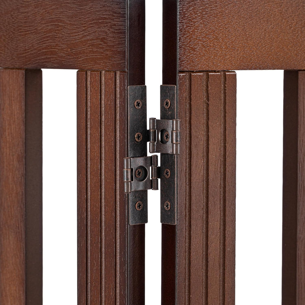 Wooden Freestanding Foldable Dog Gate, Stylish Modern, 28" Tall