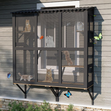 Catio Outdoor Cat Enclosure Window Perch for Multiple Indoor Cats