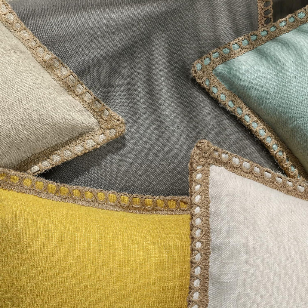 Farmhouse Solid Throw Decorative Pillow Cover Burlap Linen Trimmed Tailored Edges Outdoor Pillow Oatmeal 1 Pack 18 x