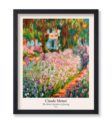 Master Vintage Claude Monet Poster - Retro The Artist's Garden in Giverny Print - Flower Painting - Fine Art