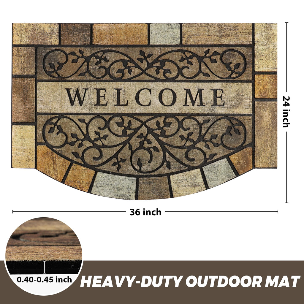 Durable Welcome Door Mats, 24"x36" Heavy-Duty Large Outdoor Mat for Front Door with Non-Slip Rubber Backing for