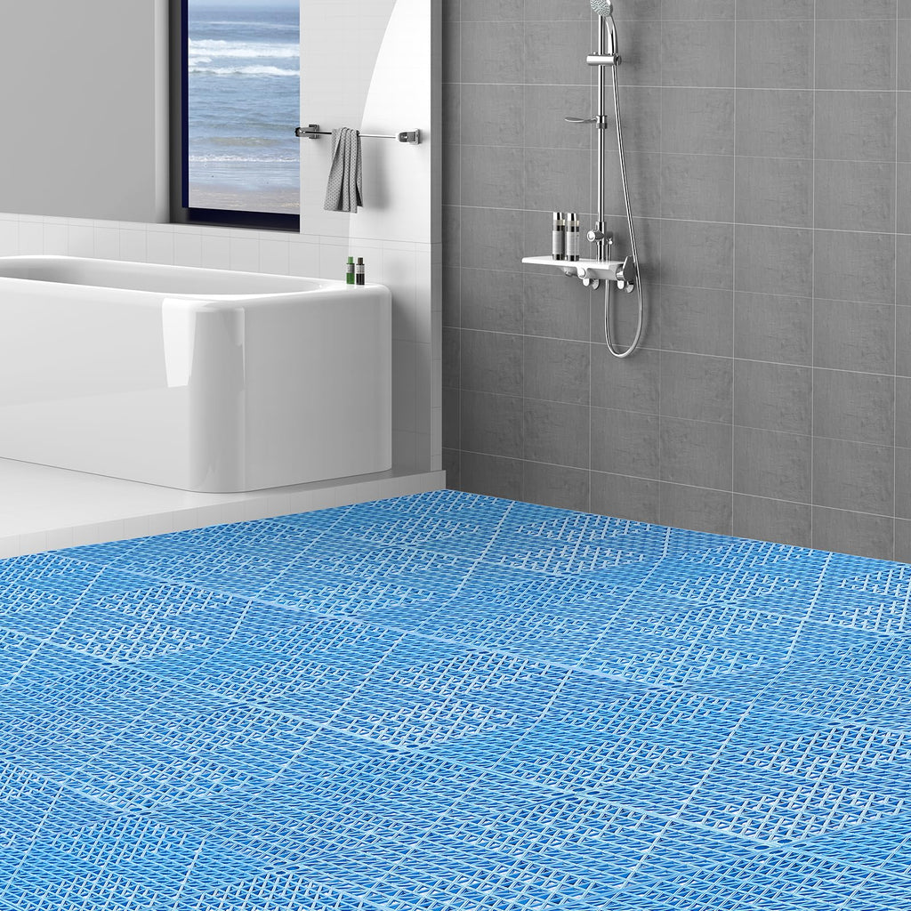 Interlocking Tiles 55 PCS Blue, Drainage Tile 12x12x0.5 Inches, Outdoor Floor Interlocking Deck Tile, Flooring for