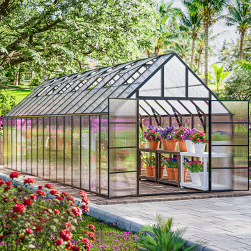 32x10x10 FT Extra Large Greenhouse for Outdoor with Transparent Roof Vents Swing Door, Easy Assembly Heavy Duty
