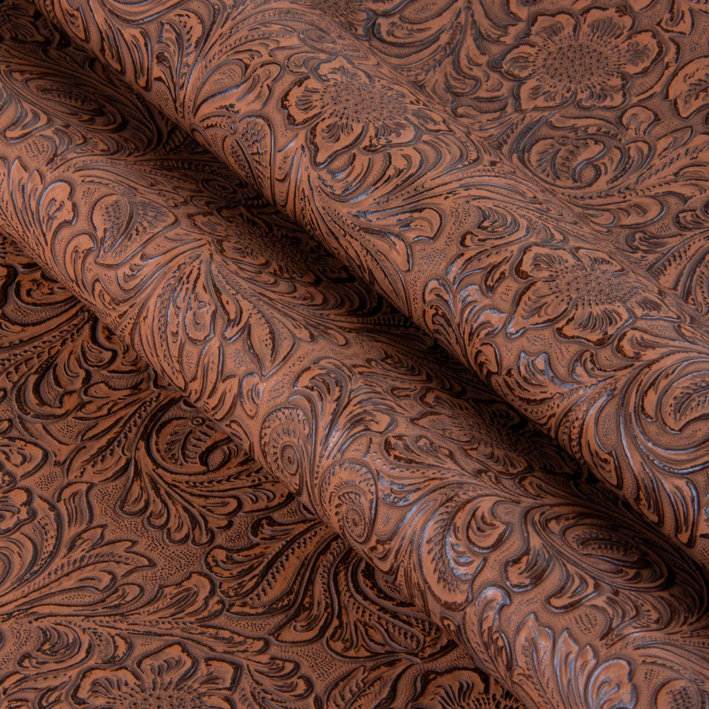 Faux Leather Fabric 1 Yard Cut 36"X54" Embossed Floral Pattern Craft Vinyl for Upholstery, DIY Crafts, Handbags