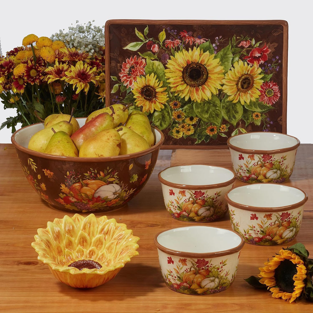 Harvest Blessings Ceramic Oval Turkey Platter - The perfect showpiece for Thanksgiving, this festive platter