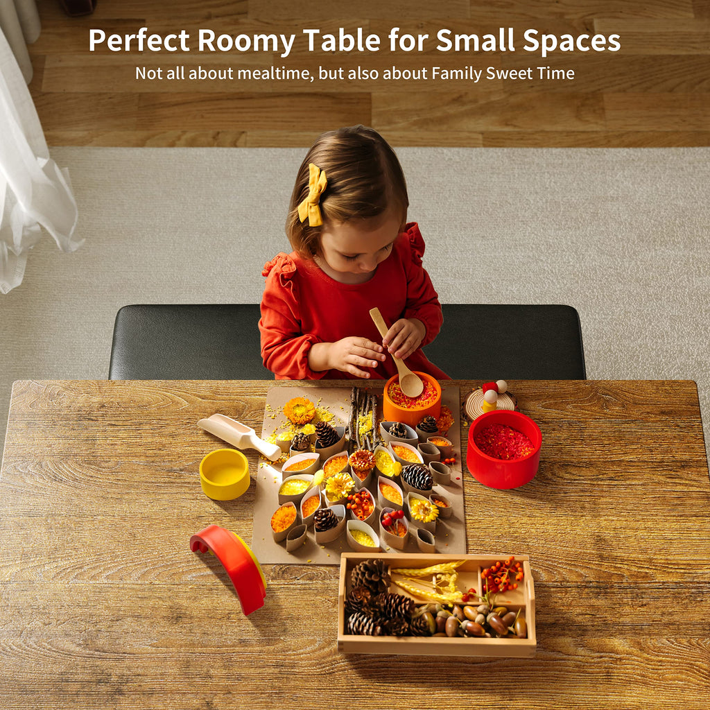 5 Piece Dining Table Set for 4, Modern Metal & Wood Kitchen Dinner Table with 4 Chairs, Space-Saving Dining Room