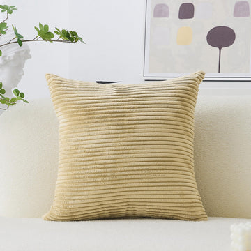 Striped Corduroy Euro Sham Cover Living Room 24x24 Throw Pillow Cover for Bed Sofa Fall Decor, 24 x 24 inch (60cm)