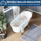 Freestanding Clawfoot Bathtub 67 Inch Acrylic Slipper Soaking Tub with Chrome Feet & Pop-Up Drain, Elegant Stand