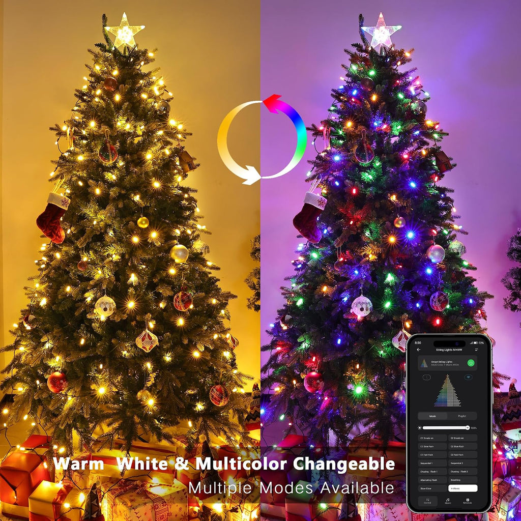 Smart Christmas Lights Color Changing, 200 LED App & Voice Control