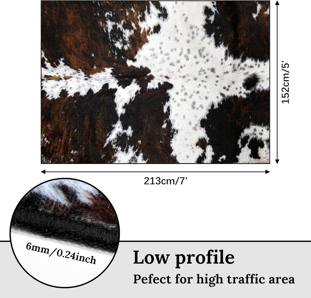 Western Area Rug Large Cow Print Non Slip Washable Rugs Ultra-Soft Low Pile Indoor Floor Mat Carpet s Playroom