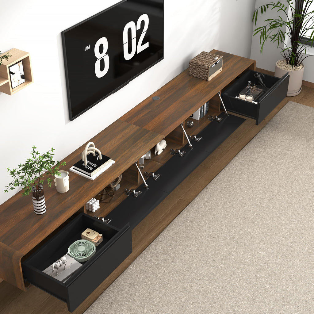 Minimalist Floating TV Stand for TVs up to 100 Inches, Modern Wall Mounted Media Console with 2 Drawers