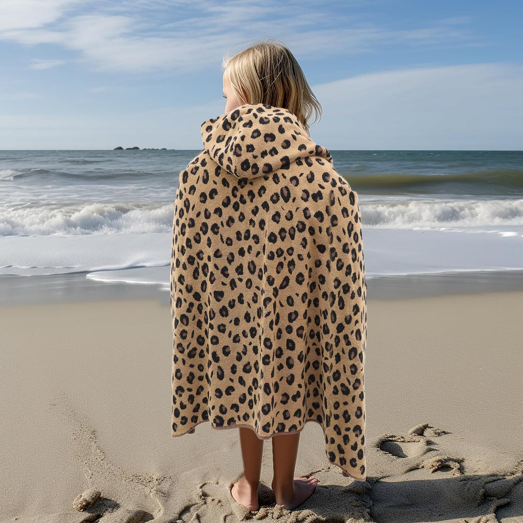 Hooded Bath Towel Wrap - 100% Cotton Safari Hooded Kids Towel