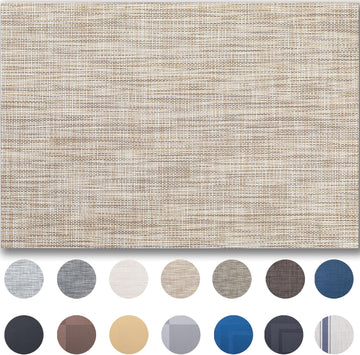 Placemats - Easy Clean Woven Vinyl Placemats for Dining Table, Indoor/Outdoor Place Mats, Washable PVC Table - Set of 6