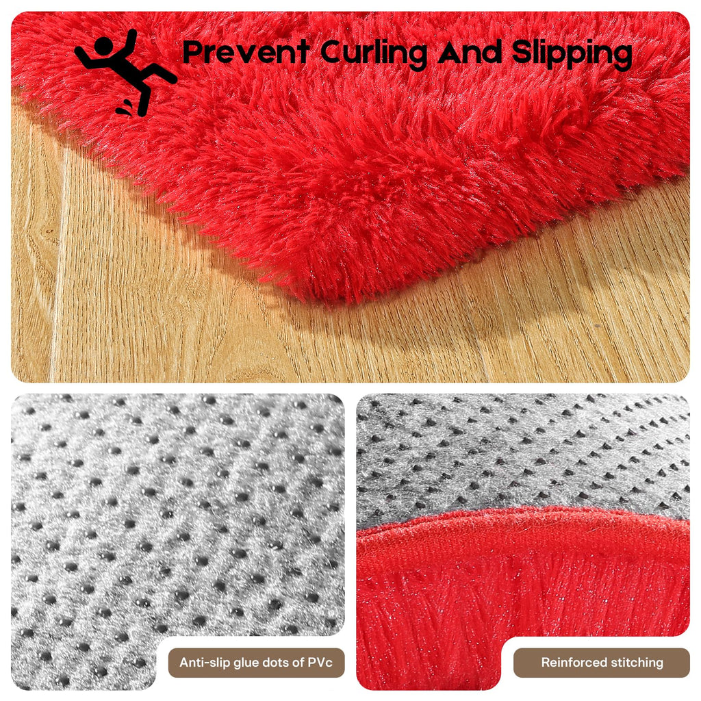5x7 Rug, Fluffy Large Area Rug, Red