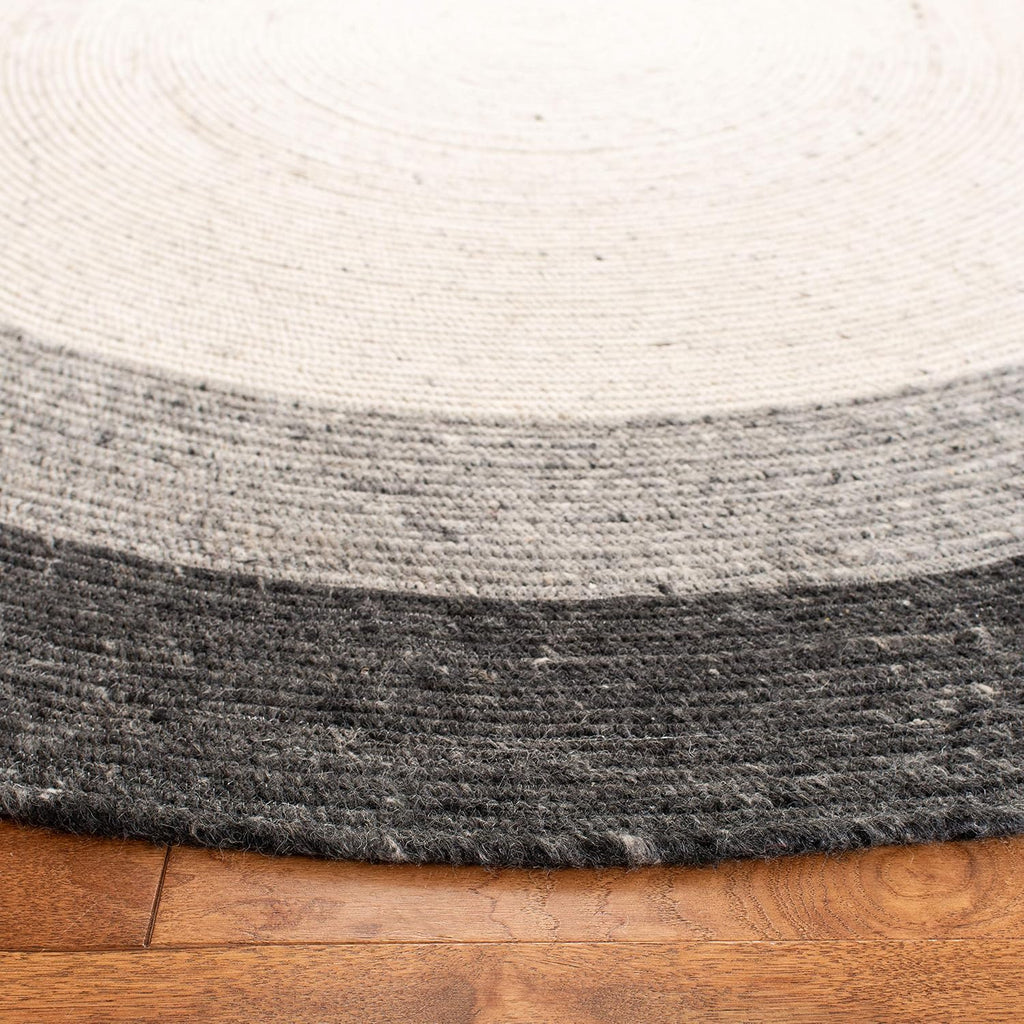 Braided Wool Oval Rug 6'x9', Farmhouse Grey & Ivory BRD903A