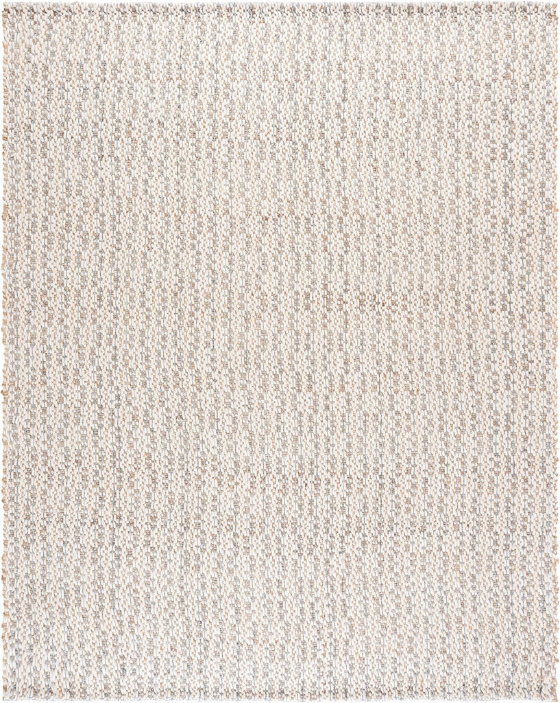 Area Rug - Natural Fiber Collection - Large - Natural & Light Blue, Handmade Jute & Wool, Ideal, Dining Space