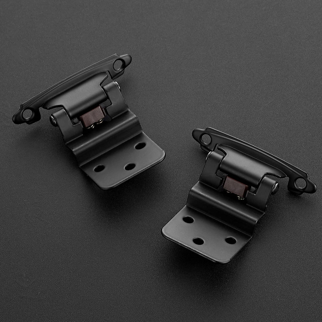 3/8" Inset Matte Black Cabinet Hinges 6 Pack (3 Pairs)
