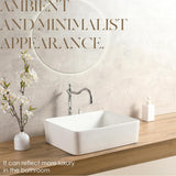 White Rectangle Bathroom Vessel Sink，19'' X 15'' Ceramic Above Counter Vessel Sinks，Modern Sink Bowls for Bathroom