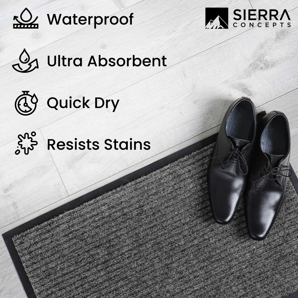 Front Door Mat, Indoor Outdoor Welcome Muddy Doormat, 36x24 Battleship Gray