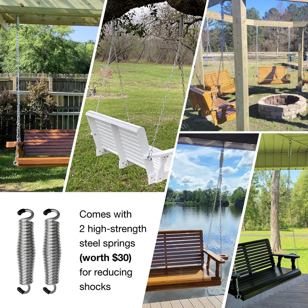 Wooden Porch Swing, Iron Black, 5 FT Extra Large