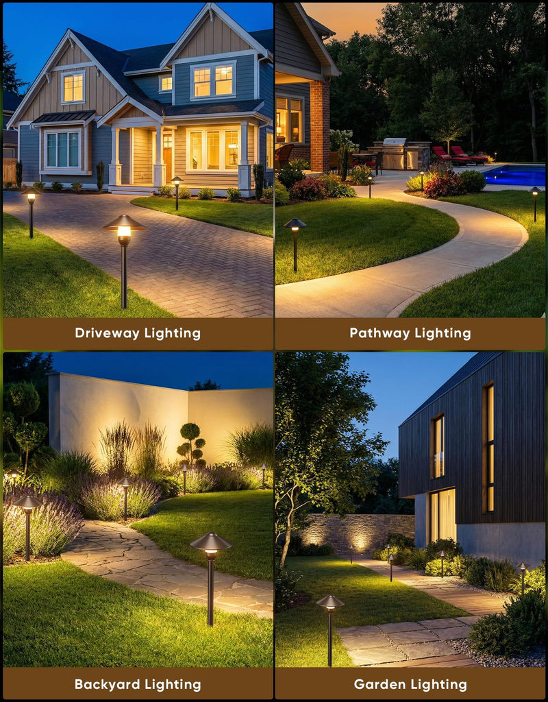 Low Voltage Pathway Lights with G4 3W 3000K Bulbs 12-Pack, ORB Aluminum