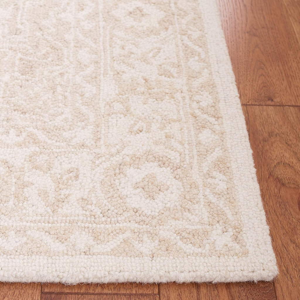 Area Rug 8x10 - Metro - Large - Beige & Ivory, Handmade Wool, Oriental Medallion Design