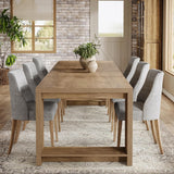 86.61-Inch Dining Table for 6 People, Modern Narrow Long Kitchen Table with Pedestal Base, Farmhouse Extra Long