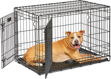 36-Inch LifeStages Crate for Medium-Large Breeds, 41-70 lbs, Double Door Folding Dog Crate with Divider Panel