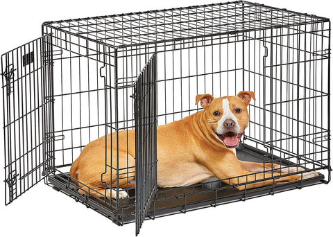 36-Inch LifeStages Crate for Medium-Large Breeds, 41-70 lbs, Double Door Folding Dog Crate with Divider Panel