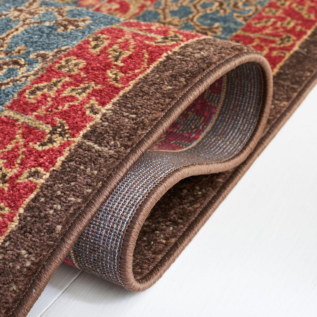 Mahal Area Rug - 9' x 12', Navy & Red, Traditional Oriental Design, Non-Shedding & Easy Care