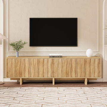 70'' Farmhouse TV Stand for TVs up to 75", Natural Media Console