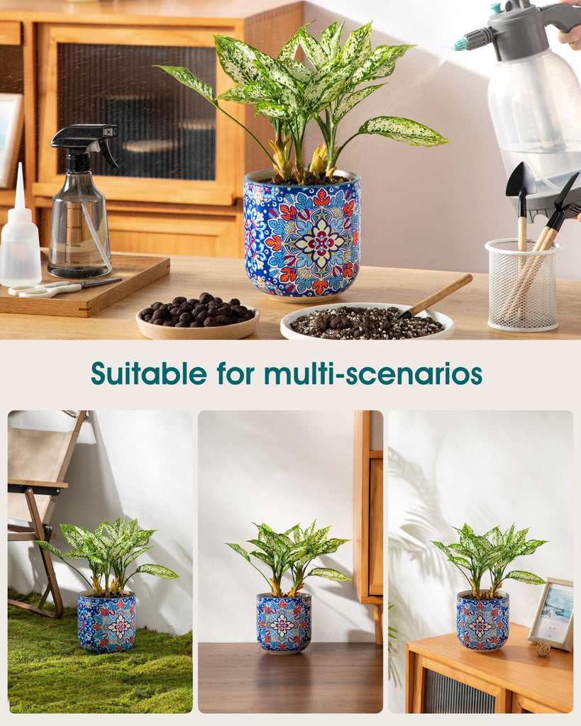6 Inch Ceramic Plant Pots, Planters with Drainage Hole, Flower Pots Planters Pots for Indoor Plants, Modern Indoor