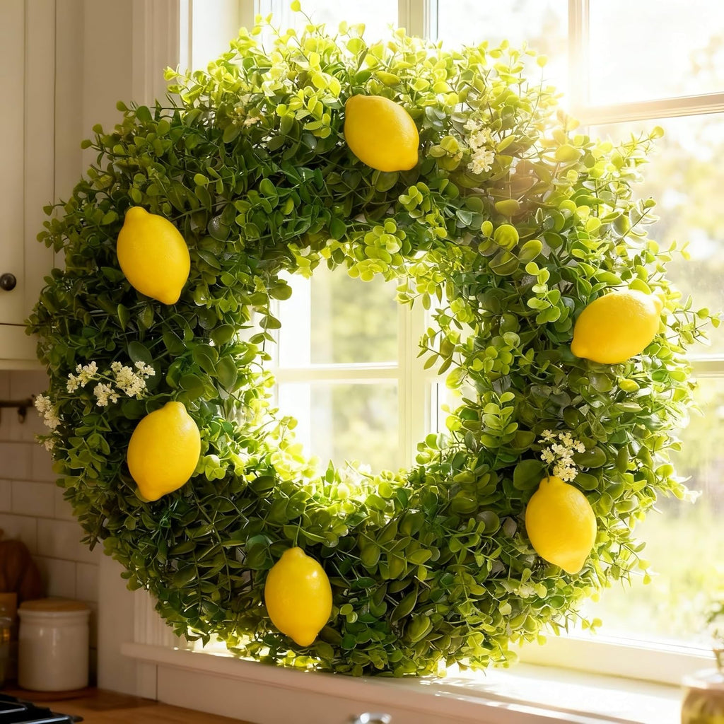 18 Inch Boxwood Wreath for Front Door,Greenery All Year Round