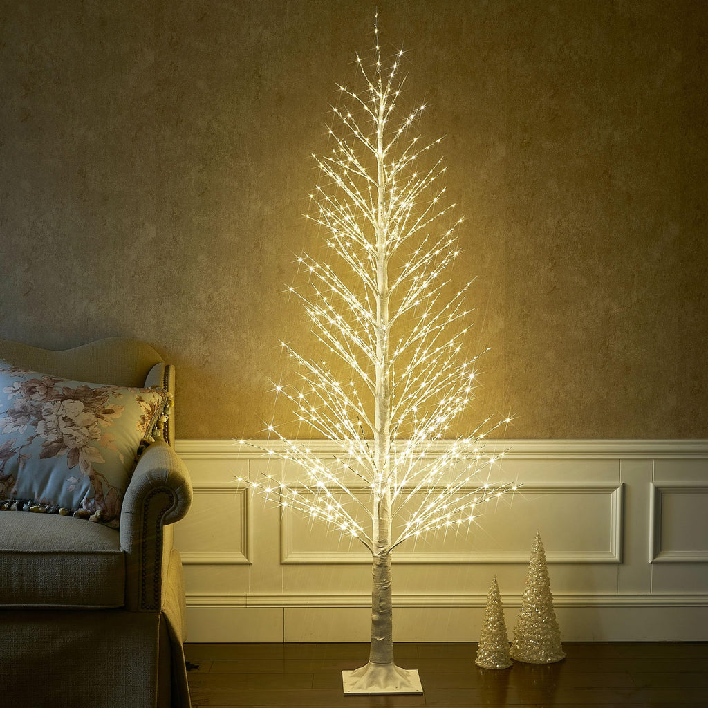 Lighted Alpine Tree 6FT 810 LED Fairy Lights, White Twig Tree with Lights Plug in for Indoor Outdoor Home