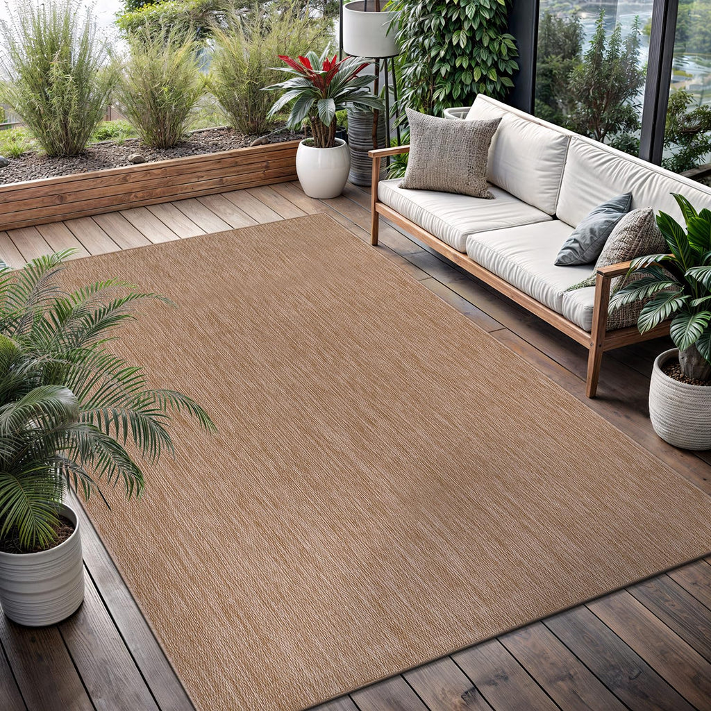 Washable Indoor Outdoor Rug 8x10 Weather Resistant Area Rugs Modern Solid Jute Rug for Porch Deck Balcony Backyard